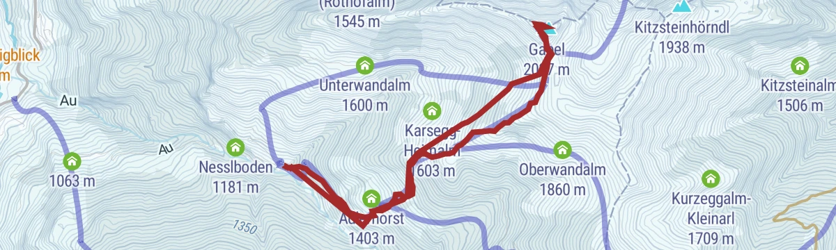 Route map: Großarl: Kitzstein (Gabel), 2.037 m